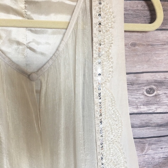 Cream Lace Sequin Accented Vest - Picture 4 of 4
